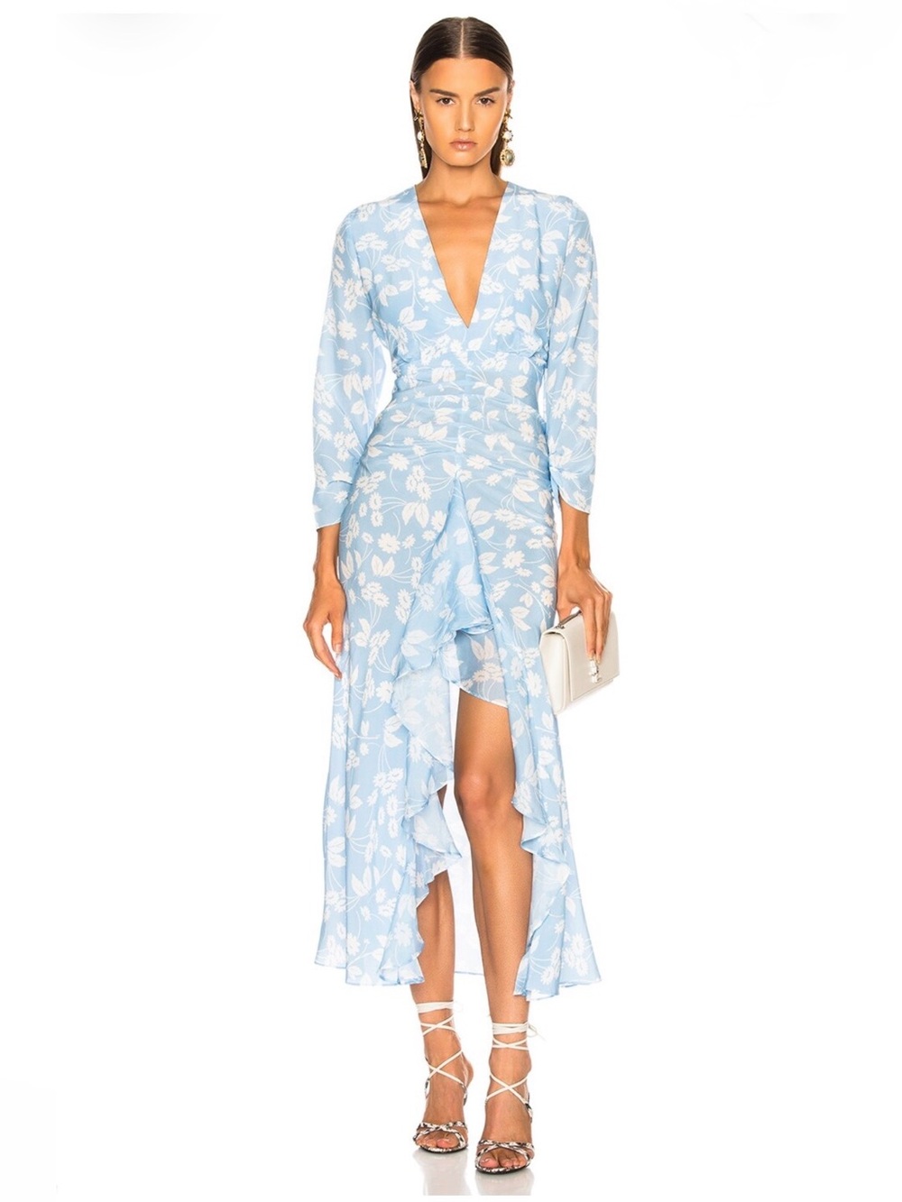 NWT RIXO London Rose 100% Silk Open-Back Midi Dress, size S